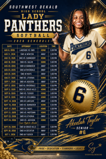 Classic Lady Panthers softball schedule poster