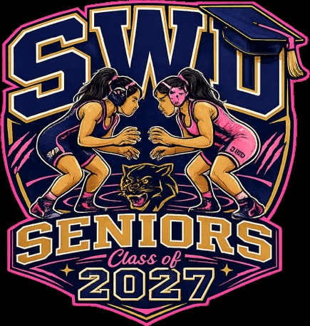 SWD Seniors Class of 2027 shield emblem with two wrestlers