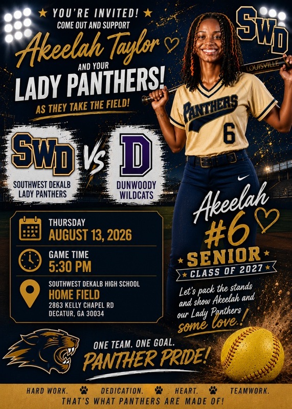 Lady Panthers vs. Dunwoody Wildcats invitation flyer under the stadium lights