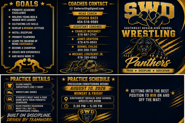 Southwest DeKalb wrestling program overview flyer