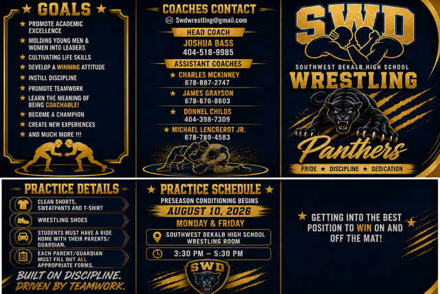 Southwest DeKalb wrestling program overview flyer