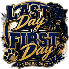 Last Day to First Day design with a crouching panther over gold lettering
