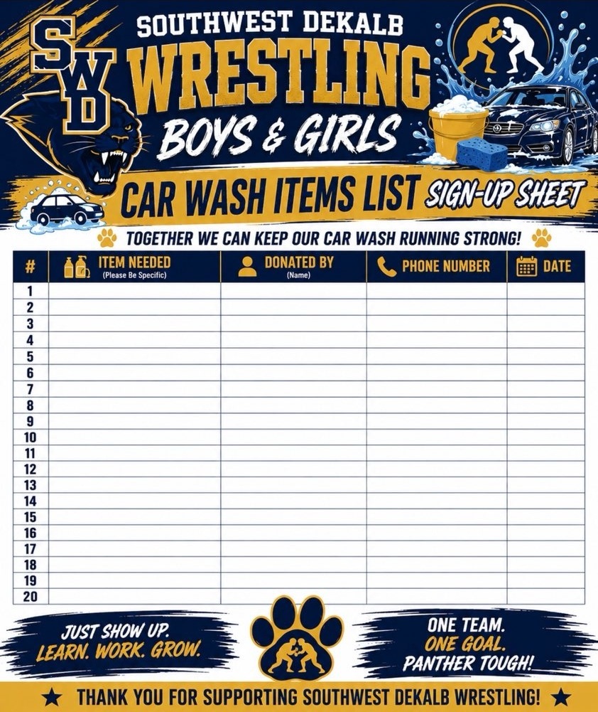 Car wash fundraiser items sign-up sheet